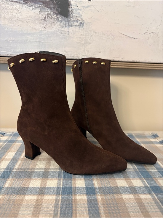 Proxy Shoes - Proxy Brown Suede Ankle Boots with Gold Trim 7.5